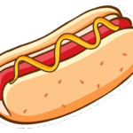 Menu fast food sticker design with hot dog isolated